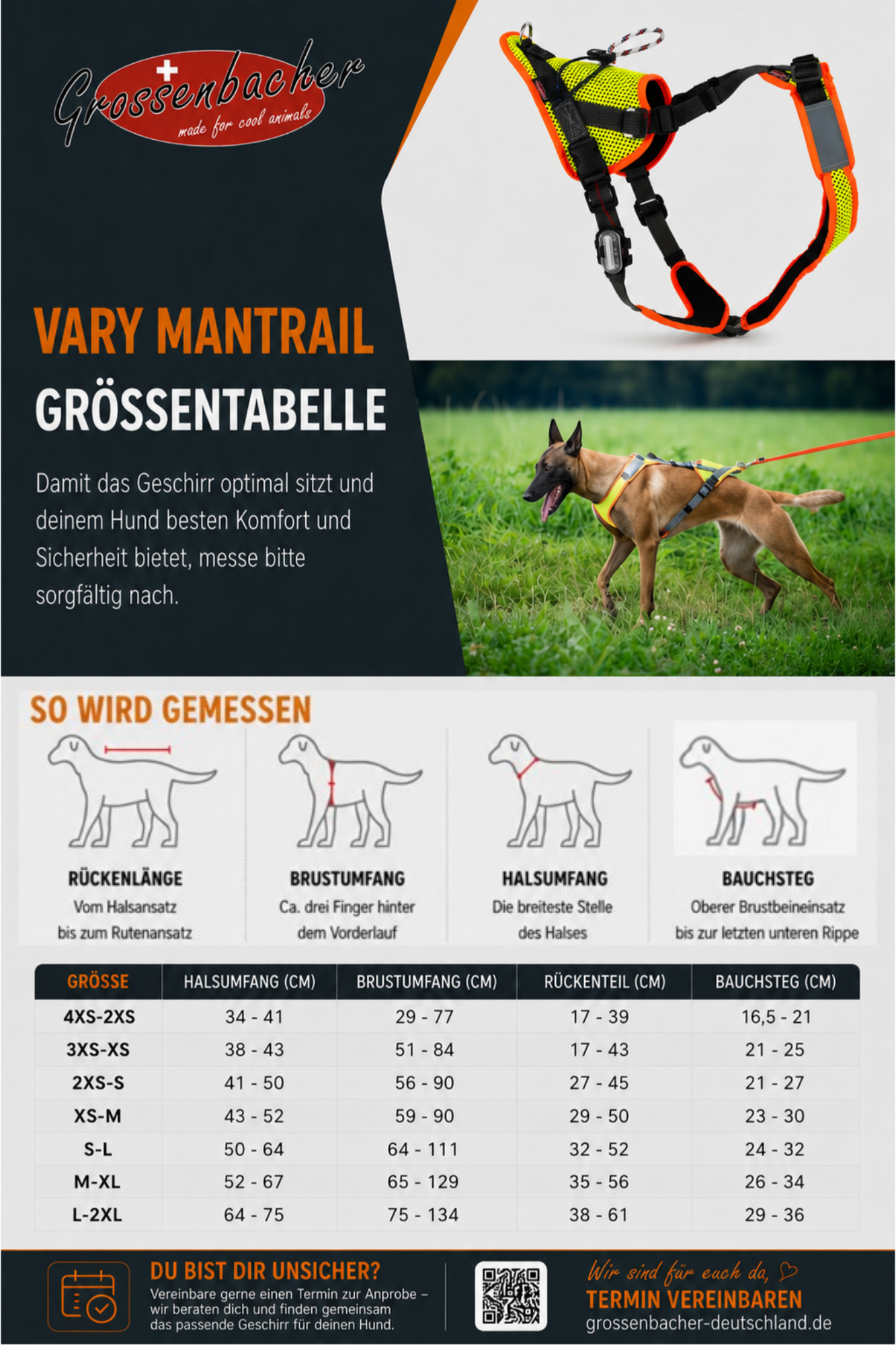 VARY Mantrailing V Geschirr mit LED (verstellbar)